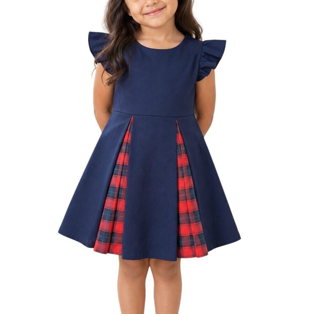 Cherokee Girls Navy Plaid School Uniform Dress Estimated 4/5